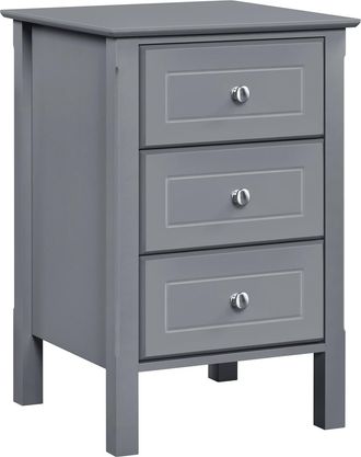 Yaheetech Yaheetech - Mesillas Auxiliares Mesitas De Noche De Madera Con Tres Cajones Mesillas De Estilo Moderno Para Dormitorio Salon 40x40x60cm Gris Oscuro