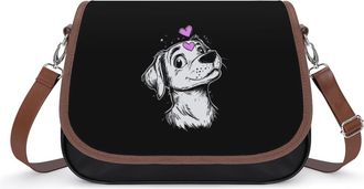 Generic Dog Lover Womens Leather Crossbody Bags with Adjustable Strap Casual Printed Shoulder Handbag