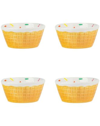 10 Strawberry Street Set of 4 Vanilla Ice Cream Bowls