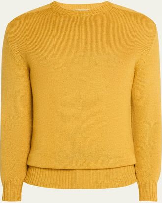 Anderson & Sheppard Mens Wool and Silk Knit Crewneck Sweater