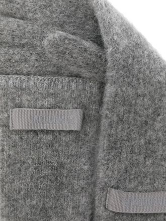 Jacquemus Womens Logo-Embroidered Knit Gloves Gray Alpaca Polyamide Wool