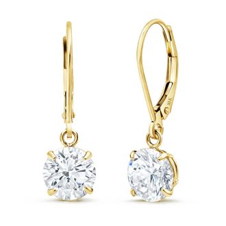 MAX + STONE 10k Yellow or White Gold Leverback Cubic Zirconia Dangle Earrings 5mm to 10mm