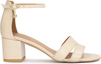 Kazar Beige sandalen op een brede hak - Dames - Sandalen met hakken - Beige - 37 EU - Leer - Schoenen