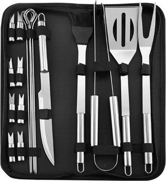 OEM Juego Port&aacute;til De Utensilios Para Barbacoa Con Bolsa De Transporte - Listo Para Una Parrillada Inolvidable - Juego De 18 Piezas