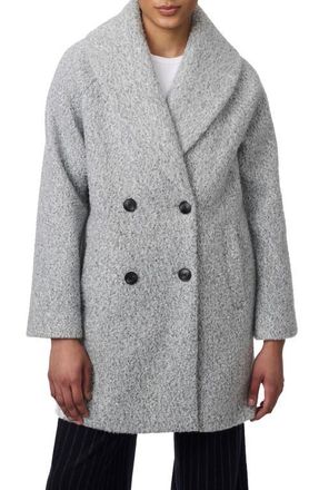 Bernardo Shawl Collar Double Breasted Faux Shearling Coat in Heather Grey at Nordstrom, Size X-Small