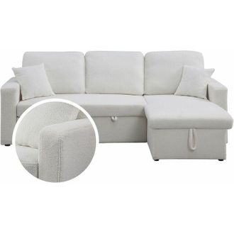 Habitat et Jardin Habitat Et Jardin - Sof&aacute; Rinconera Convertible/reversible Con Box alain- 3 Plazas - Bouclettes - Blanco