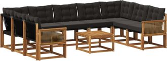 vidaXL Conjunto De Sof&aacute;s De Exterior 10 Uds. Natural Y Negro Vidaxl