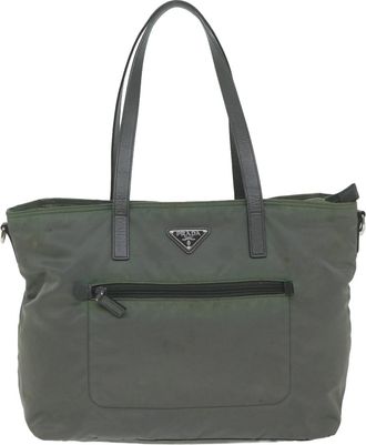 Prada Tessuto Grey Synthetic Tote Bag (Pre-Owned)