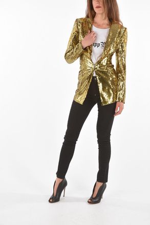 Philipp Plein COUTURE Blazer Paillettato con Rever a Scialle Philipp Plein