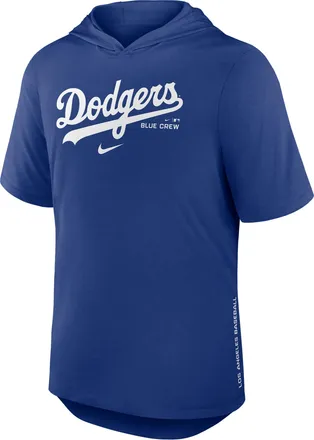 Nike Los Angeles Dodgers Arched Wordmark Nike Mens Dri-FIT MLB Hooded T-Shirt in Blue | 03NB4EWLD-6XV