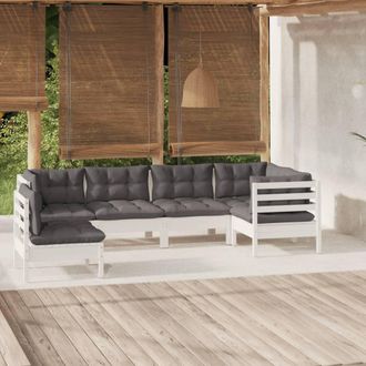 vidaXL Vidaxl - Muebles De Jard&iacute;n 6 Pzas Con Cojines Blanco Madera De Pino