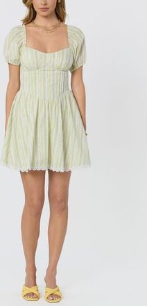 ASTR the Label Ilianna Floral Border Print Minidress in Ivory Vintage Stripe at Nordstrom, Size X-Small