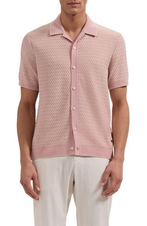 Bugatchi Short Sleeve Cardigan in Dusty Pink at Nordstrom, Size Xxx-Large
