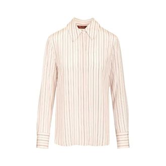 Max Mara Shirts, female, Pink, Size: 2XS Mstflirt Printed Crepe de Chine Shirt