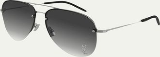 Saint Laurent YSL Semi-Rimless Metal Aviator Sunglasses