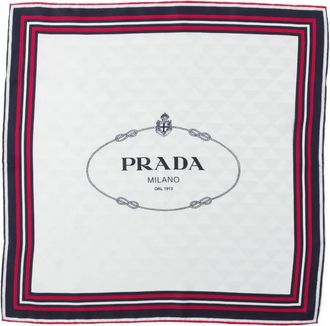 Prada Sciarpa in twill con logo jacquard - Toni neutri
