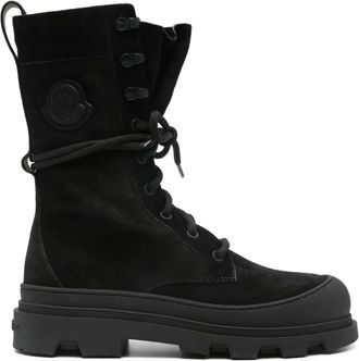 Moncler Vera lace-up logo-patch boots - women - Elastodiene/Calf Leather/Calf Suede - 36.5 - Black