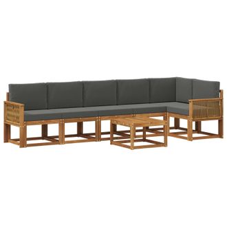 vidaXL Conjunto De Sof&aacute;s De Exterior 7 Pcs Natural Y Antracita Vidaxl