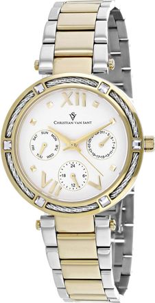 Christian Van Sant Womens Sienna White Round 33mm
