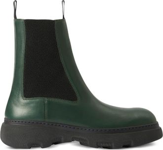 Burberry Chelsea slip-on leather boots - men - Calf Leather/Calf Leather/Polyester/Elastane/Cotton/Polyester/Elastane/Polyurethane/Rubber - 43