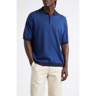 John Smedley Grenock Merino Wool Polo in Midnight/Maz Blu at Nordstrom, Size Xx-Large