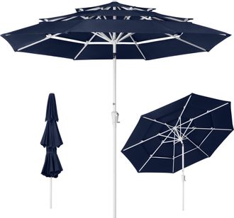 Best Choice Products 10ft 3-Tier Patio Umbrella White Pole, Outdoor Market Umbrella Steel Pole