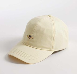 GANT Cappello con visiera in twill di cotone giallo burro con logo a scudo