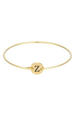 Adornia Tarnish Resistant 18K Gold Plated Initial Bangle Bracelet in Gold-Z at Nordstrom Rack