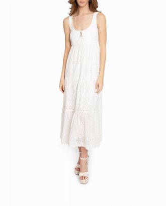 Nicole Miller Embellished Eyelet Maxi Dress In White