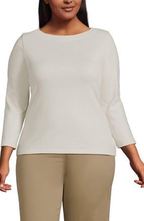 Lands End Plus Size Mariner Jersey Boatneck Top in Oyster at Nordstrom, Size 3X