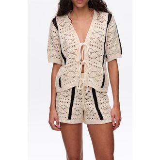 Bimba & Lola Two-Tone Knit Cardigan in Ivory at Nordstrom, Size X-Small