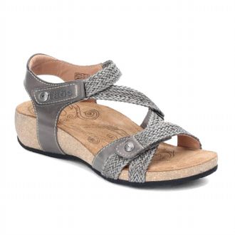 Taos Womens Trulie Leather Sandal In Dark Grey