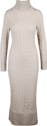 Eleventy Kleedjes, Dames, Beige, S, Kasjmier, Lange coltrui jurk