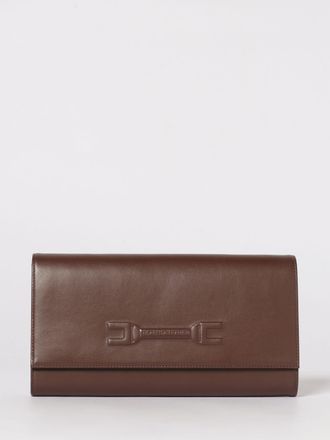 Elisabetta Franchi Leather Clutch with Embossed Logo