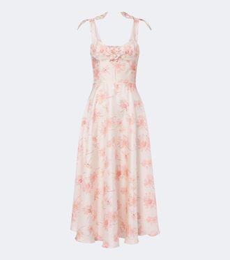 Rodarte Floral silk twill midi dress