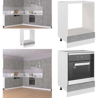 vidaXL Mobile per Forno Riga Grigio Cemento 60x46x81,5 cm - Mobile per cucina - Mobiletto per forno