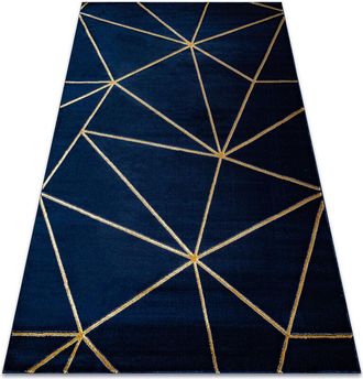 RugsX Rugsx - Alfombra Emerald Exclusivo 1013 Glamour, Elegante Geom&eacute;trico Azul Oscuro / Oro Blue 180x270 Cm