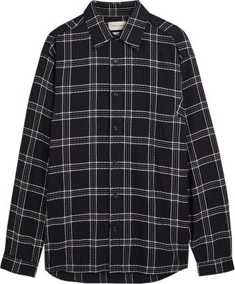 Oliver Spencer Garrison Plaid Cotton Shirt - Black - XL
