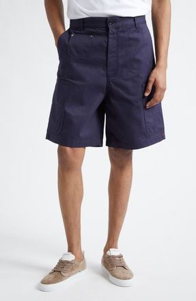 Givenchy Herringbone Denim Cargo Bermuda Shorts in Navy at Nordstrom, Size 36