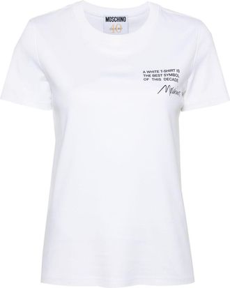 Moschino logo-print organic cotton T-shirt - women - Organic Cotton - 36 - White