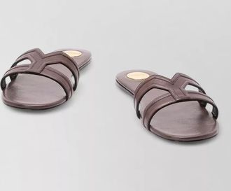 Saint Laurent mabrouka smooth leather double strap slides