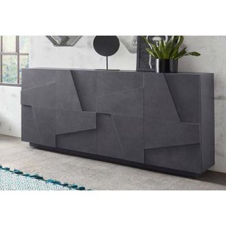 Dmora Aparador Dlanzar, Aparador De Cocina Con 4 Puertas, Buffet De Sal&oacute;n, 100% Made In Italy, Cm 162x44h86, Pizarra - Dmora