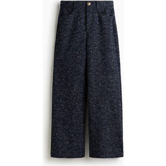 H&M Boucl&eacute; Trousers in Navy Blue Melange at Nordstrom, Size Xx-Large