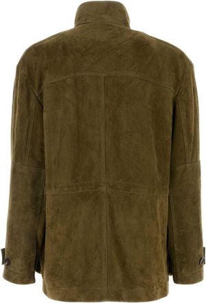 Ferragamo Mens Olive Green Suede Jacket 1556175olive Giacche E Gilet
