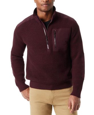G.H. Bass & Co. Bass Outdoor Sweater Mens Purple Long Sleeve 1/4 Zip Pullover KFC434