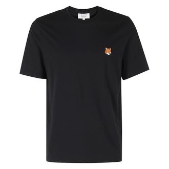 Maison Kitsun&eacute; Tops, Heren, Zwart, S, Katoen, Fox Head Regular T-Shirt