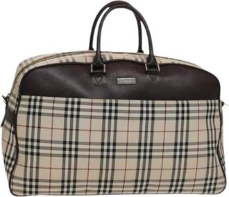 Burberry Tweedehands Canvas handtassen - Dames - Vintage Weekendtas - Beige - ONE Size - Leer - Vintage