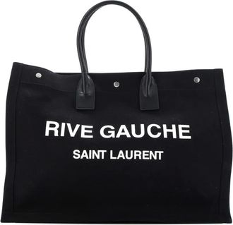 Saint Laurent Rive Gauche Shopper Camo Canvas Large tote bag - Zwart