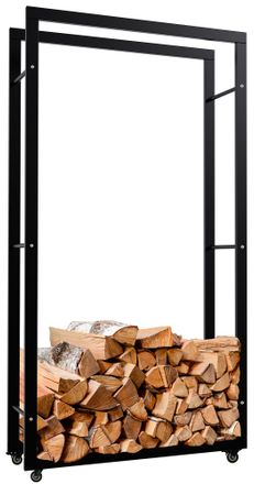 Clp Soporte Para Le&ntilde;a Keri Con Ruedas Negro 25x80x150 Cm