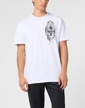 Philipp Plein Round Neck T-Shirt Skull Tattoo Men in White at Nordstrom, Size Xxx-Large